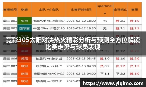 竞彩305太阳对决热火精彩分析与预测全方位解读比赛走势与球员表现